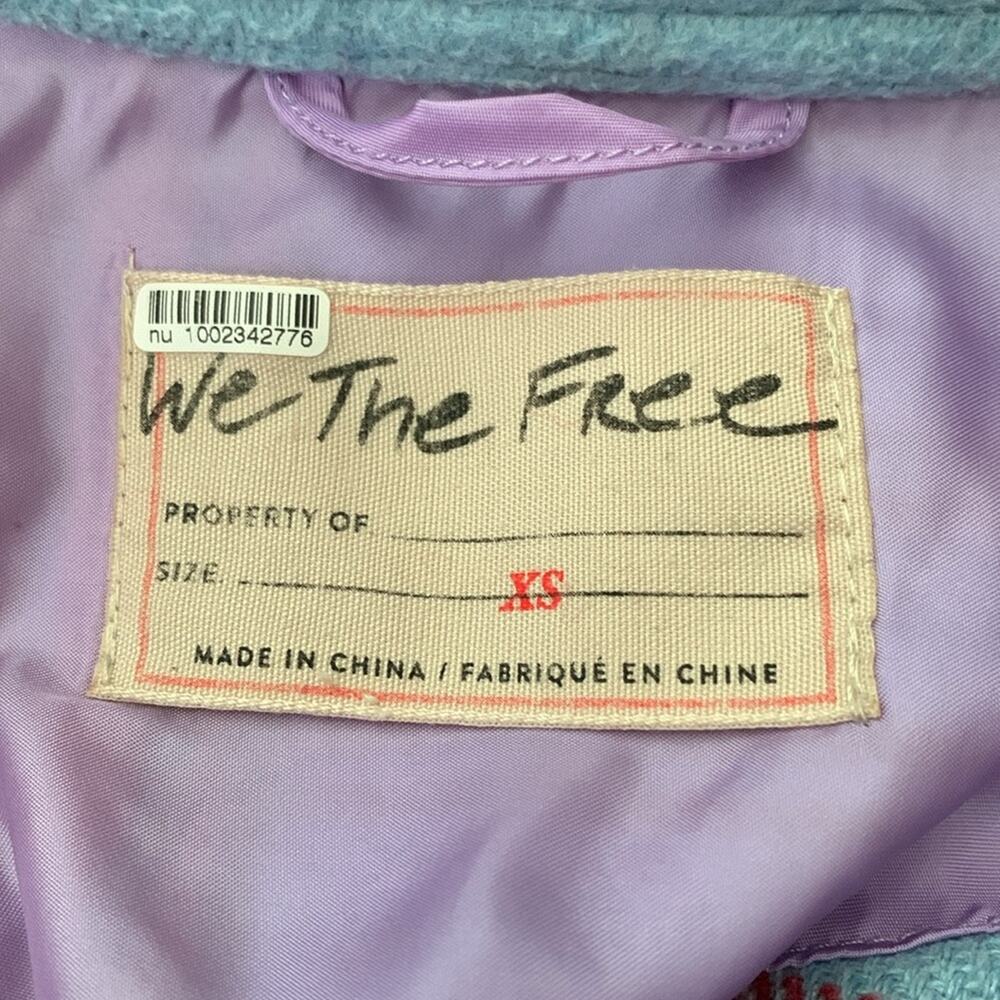 Free People We The Free Down For You Turquoise Combo Preppy Plaid Shacket Shirt - Picture 4 of 5
